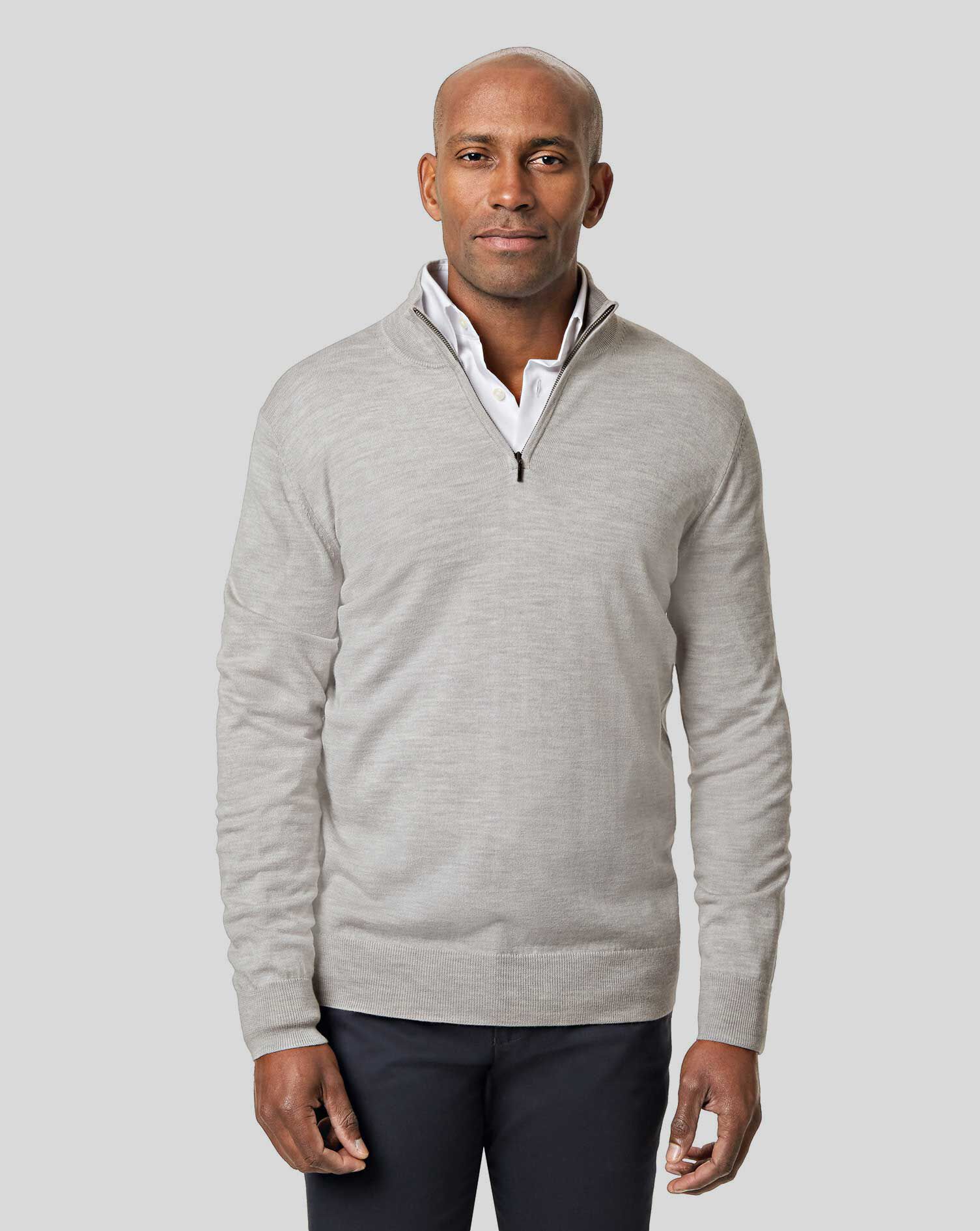 charles tyrwhitt merino zip neck jumper