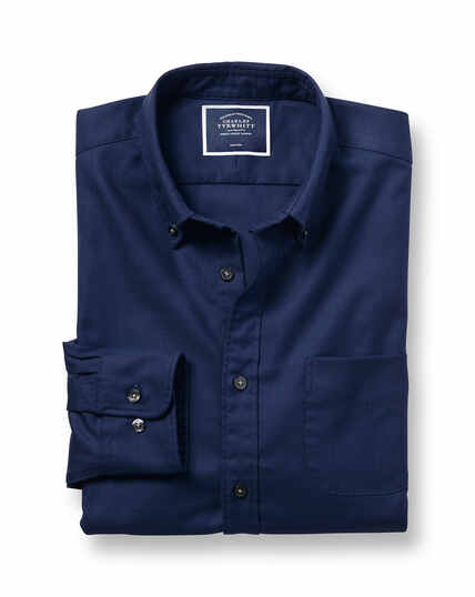 Button-Down Collar Soft Washed Non-Iron Twill Shirt - Dark Blue ...