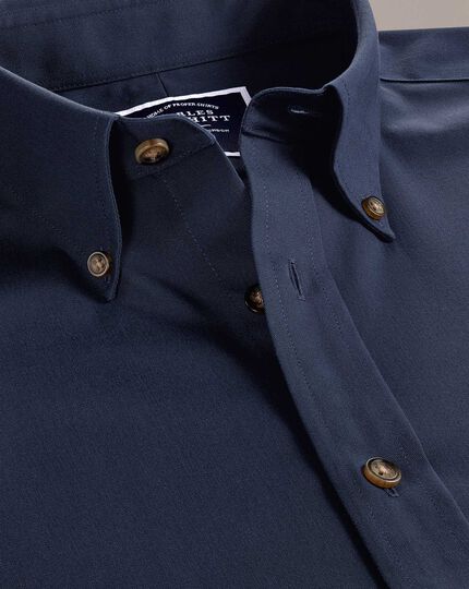 Slim fit button-down non-iron twill navy shirt | Charles Tyrwhitt