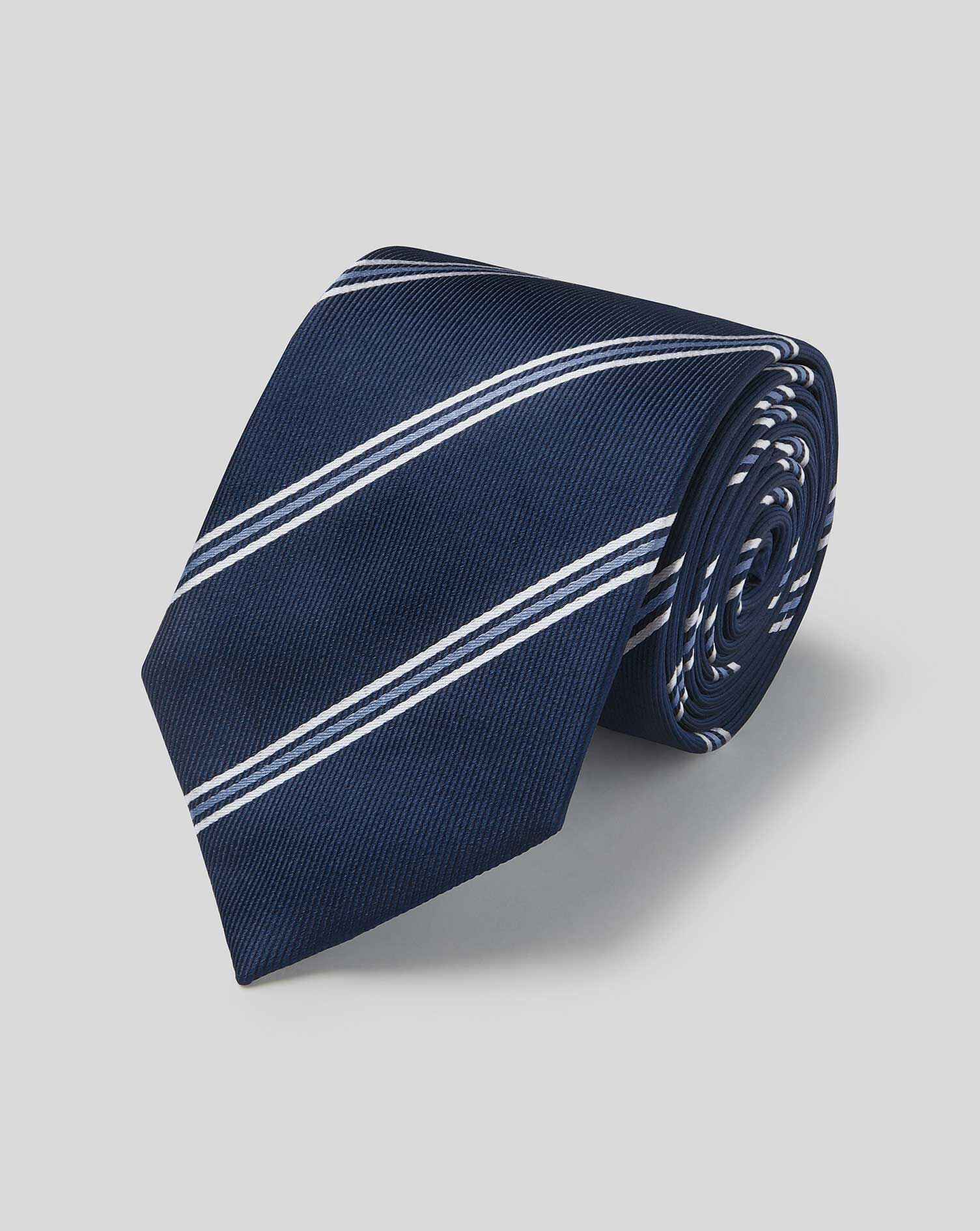Black with Textured Blue Stripes Mens Tie