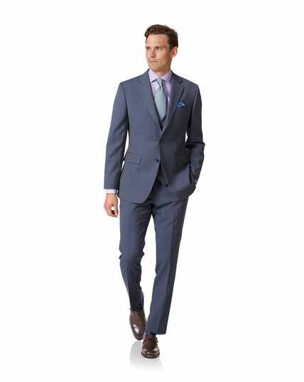 Light blue slim fit herringbone business suit | Charles Tyrwhitt