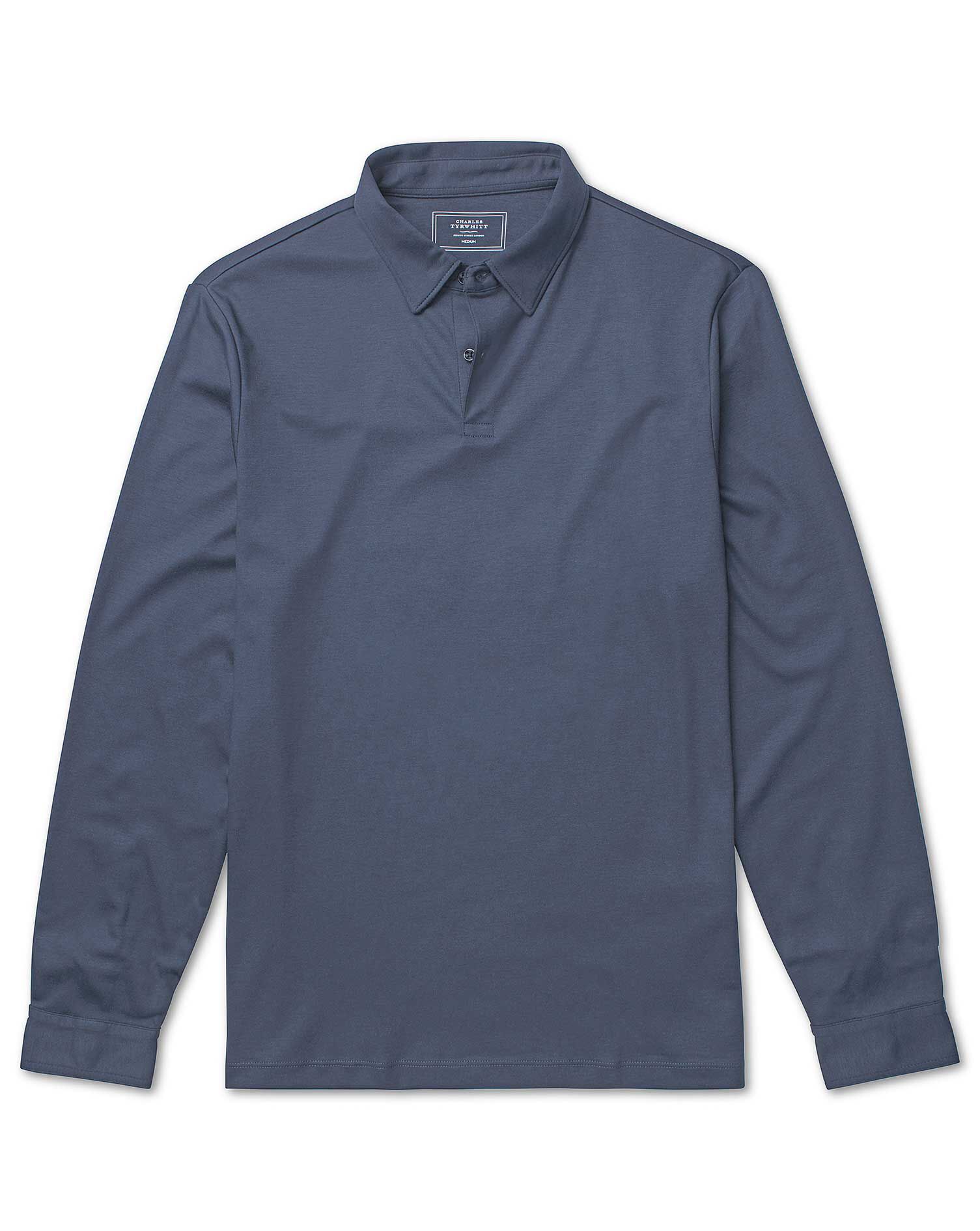 Airforce blue long sleeve jersey polo 