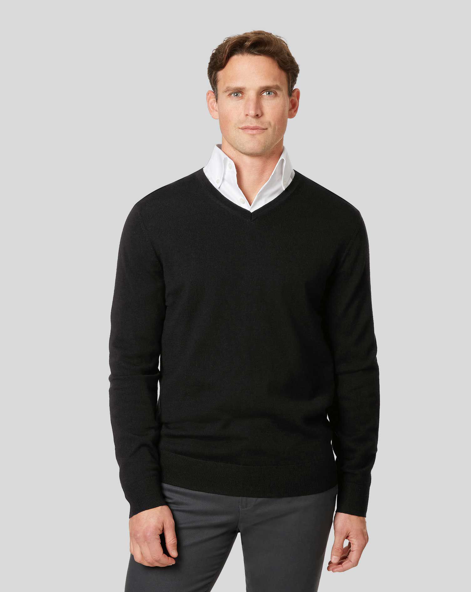 long black v neck jumper