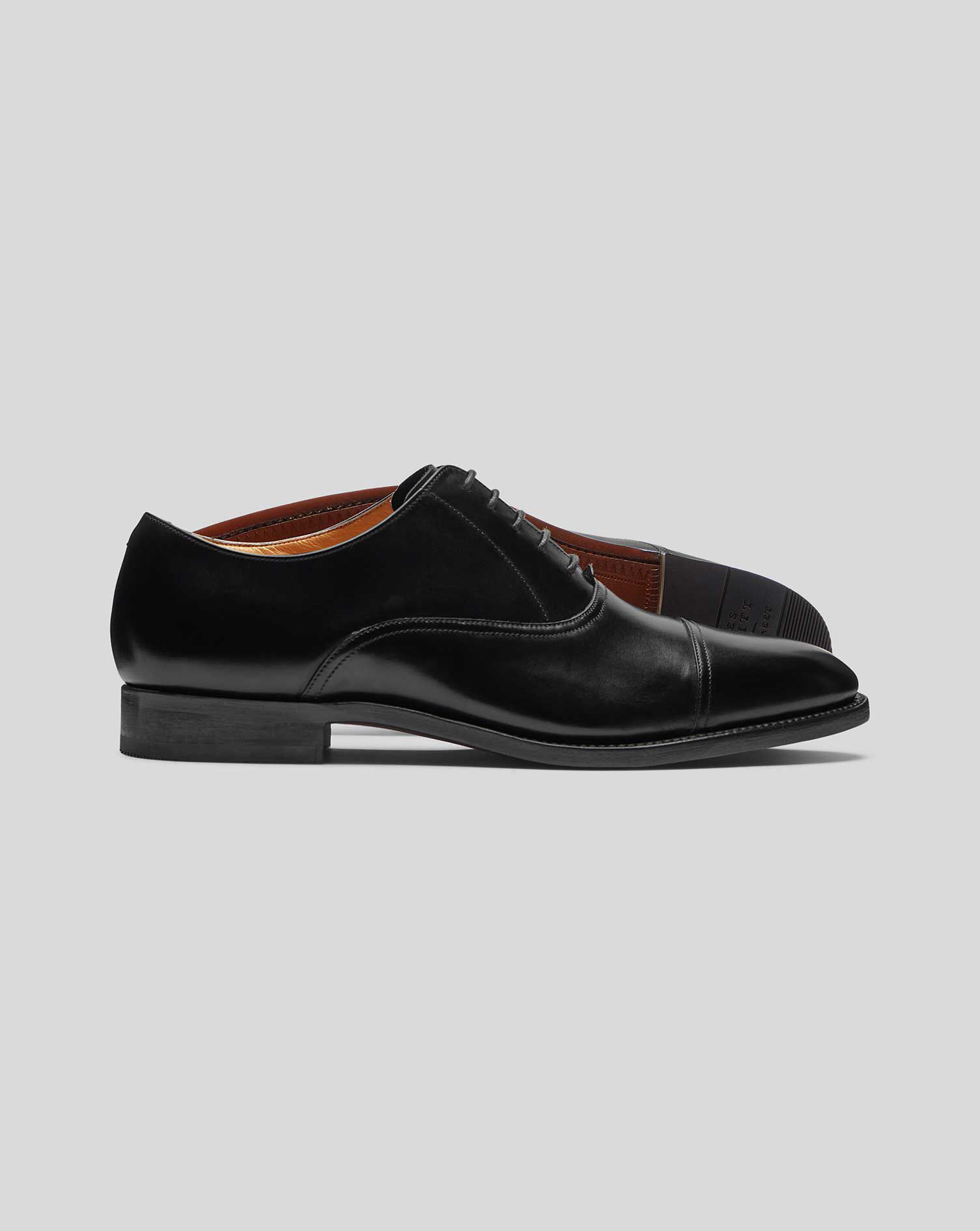 black leather enclosed shoes