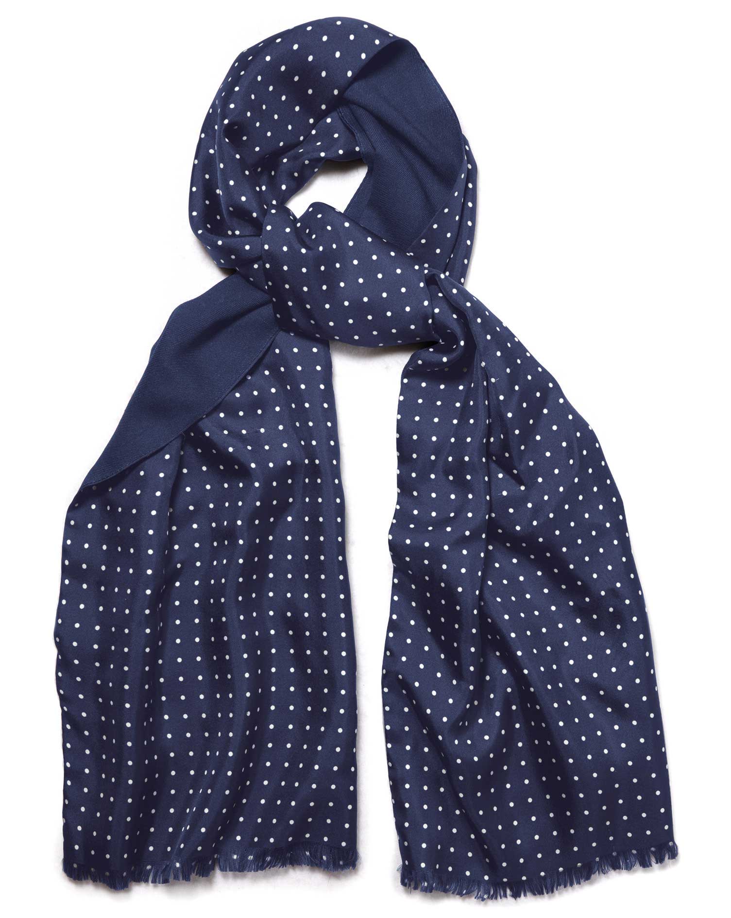 Navy spot printed silk scarf | Charles Tyrwhitt