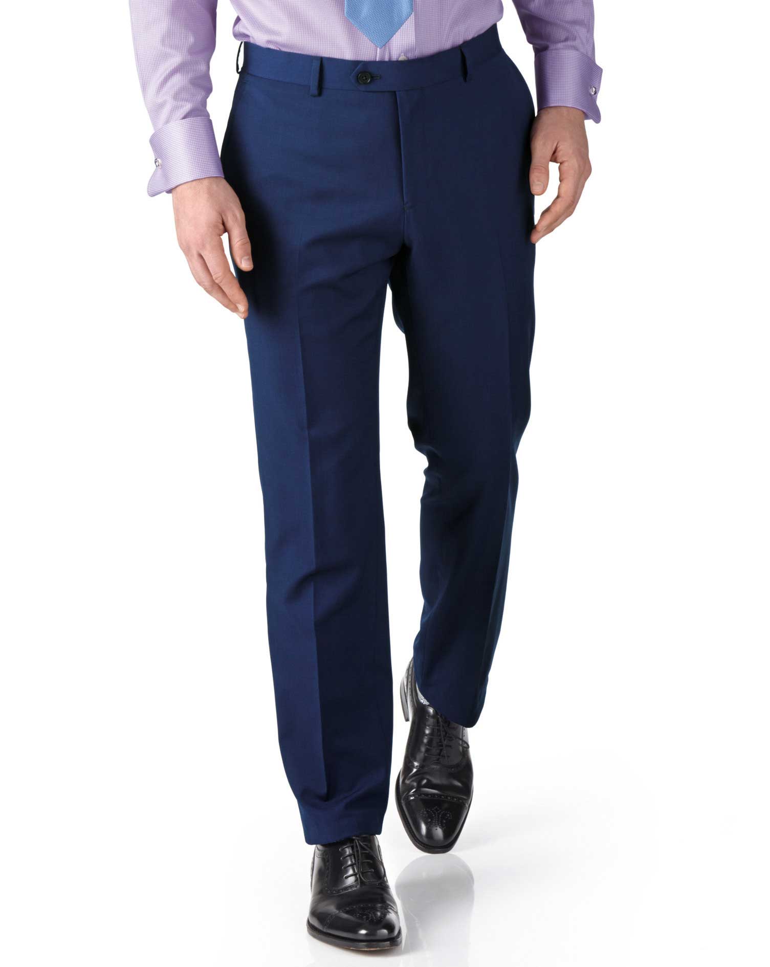 Royal blue slim fit twill business suit pants | Charles Tyrwhitt